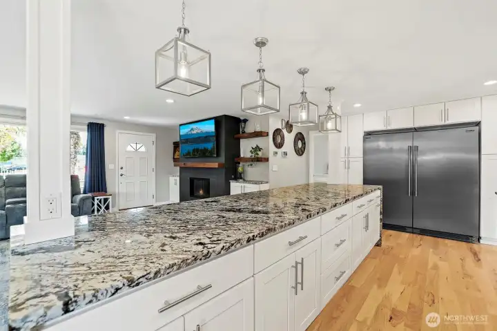 Spacious Updated Kitchen; stainless-steel appliances. Frigidaire professinal/cmmercial high-end stand-alone refrigirator and freezer.