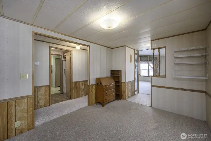 Access to the hall and the living room rom the office.
