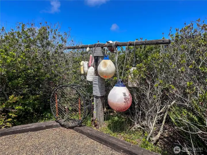 Nautical decor at the front landscaping.