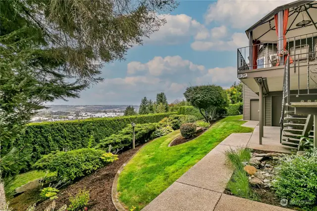 Beautifully Landscaped Tiered Yard with View of the Valley and Mountains