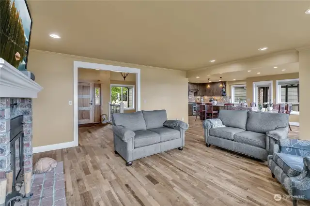 Indonesian Teak Hardwood Floors Throughout the Main Level.  Open Living Space.