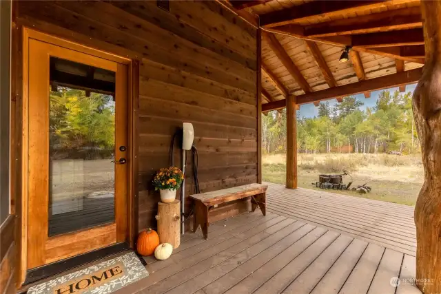 Front porch with EV charger