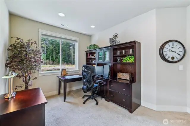 Located next to the 3/4 bathroom on the main floor, this makes a great guest room or office.
