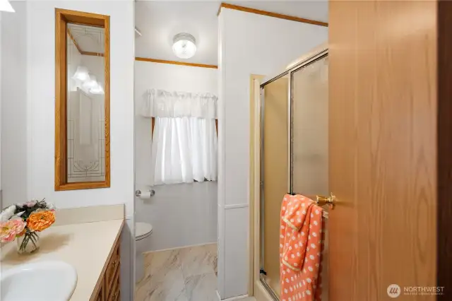 Walk-in shower.