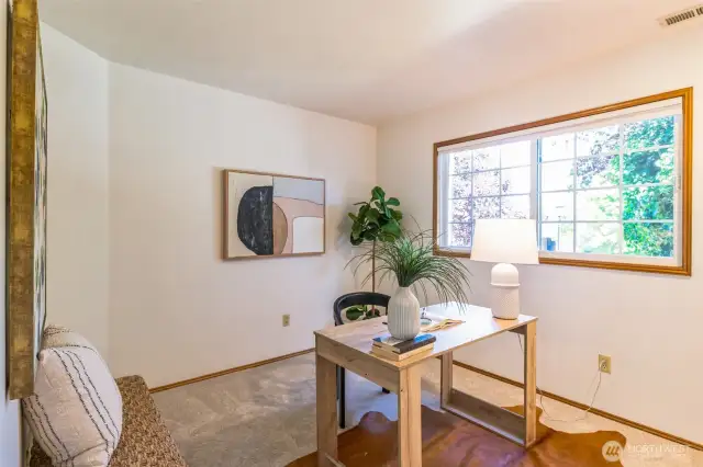 Fourth Bedroom on the lower level, staged as an office