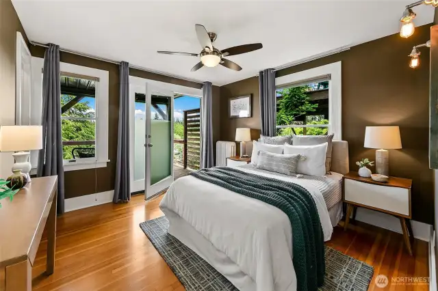 1/3 middle level bedrooms with a private view deck.