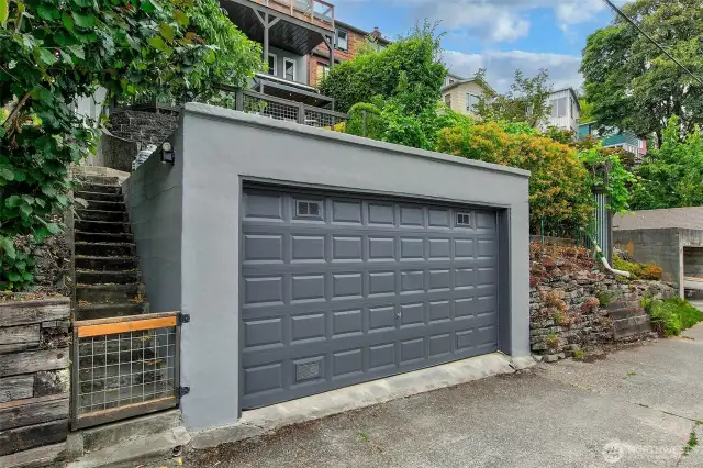 2 car garage off alley.