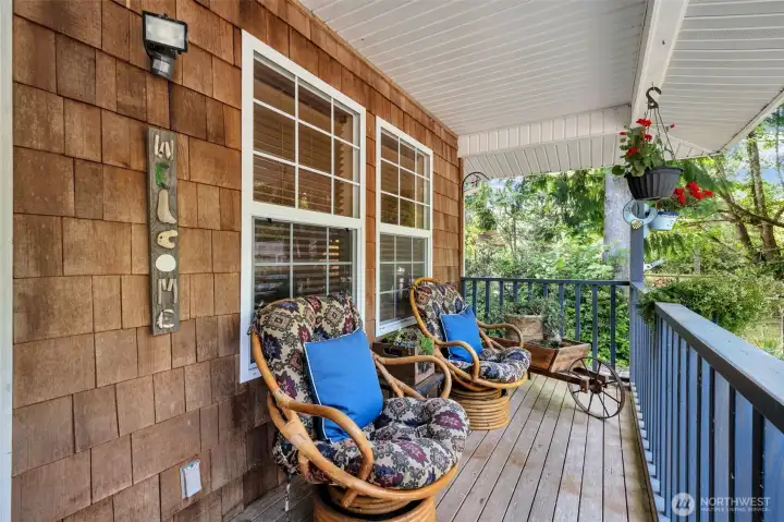 Comfortable covered front porch to enjoy the sunsets