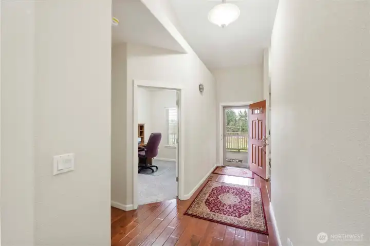 The dedicated office and entry separates the primary bedroom from the other bedrooms for loads of privacy.