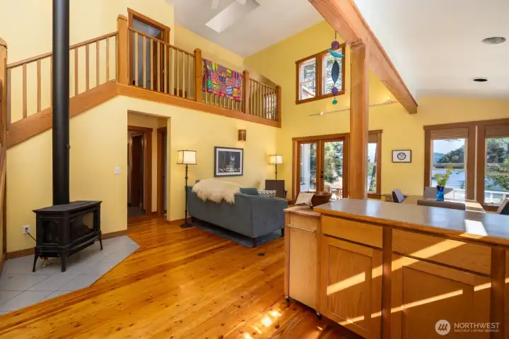 Propane stove in great room adds coziness yearround