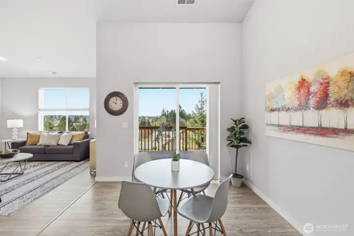 Decisions, decisions, where to have morning coffee and quiet time; the informal dining, the deck, or the living room near the fireplace.