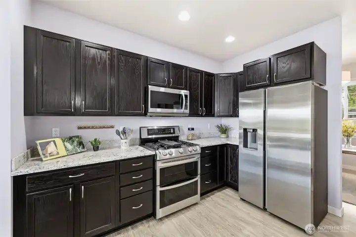 Ample cabinetry and counter space.