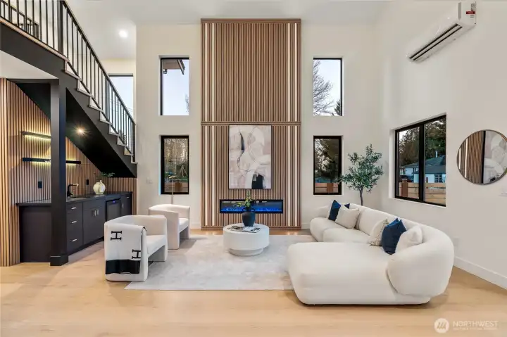 Custom fireplace is the center focal point of the living room