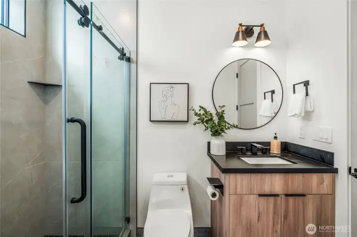 Main floor bath connects to office