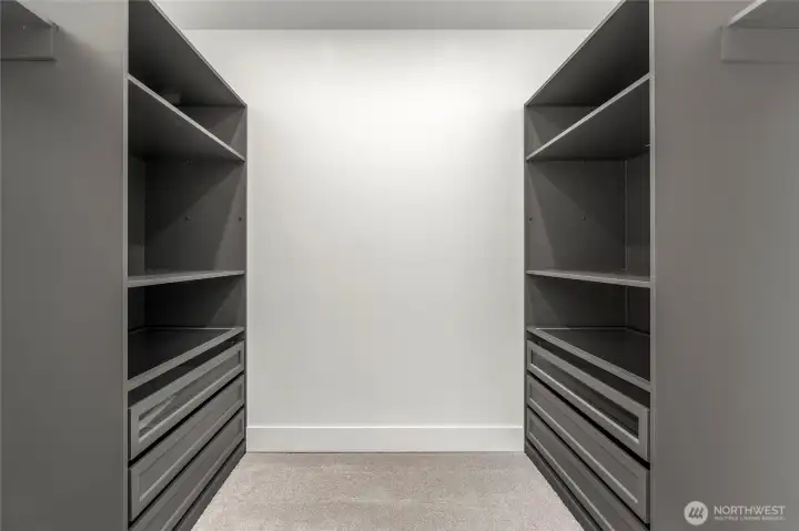 Large walk in primary closet