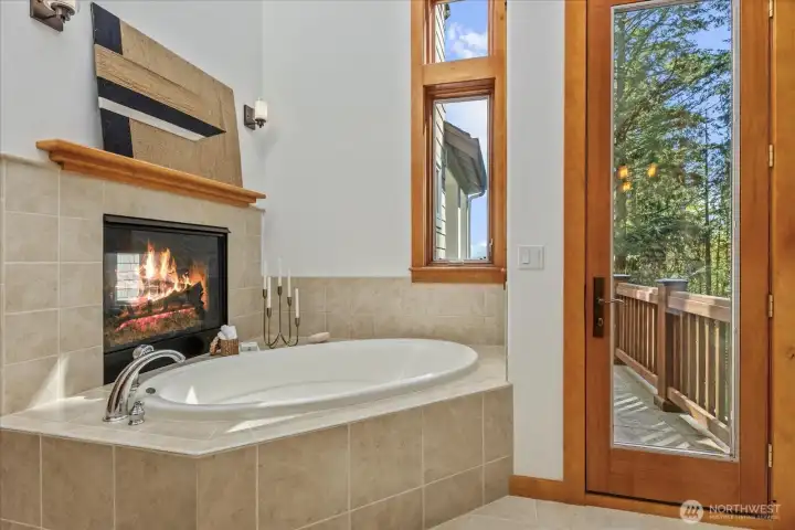 Double sided gas fireplace