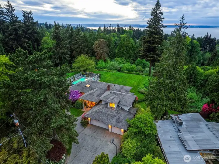 An aerial photo showcasing this amazing home and property.