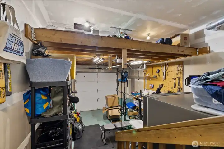 1 car garage with tons of storage space
