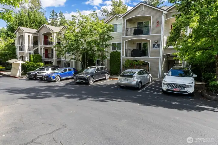 Dedicated parking space conveniently visible from the home's windows for added ease and peace of mind