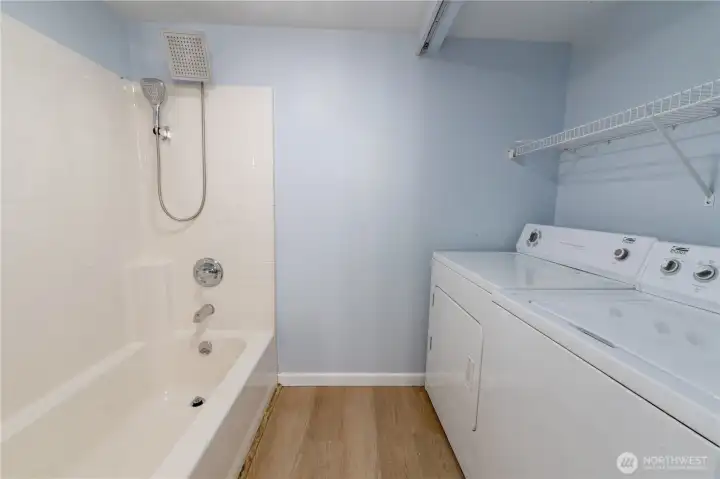 Rare in-unit laundry room with full size washer and dryer plus additional storage space