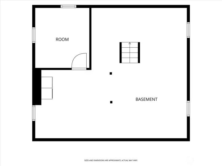 The room shown in this basement floor plan is the extra finished room with new carpet. The room shown in this basement floor plan is the extra finished room with new carpet.