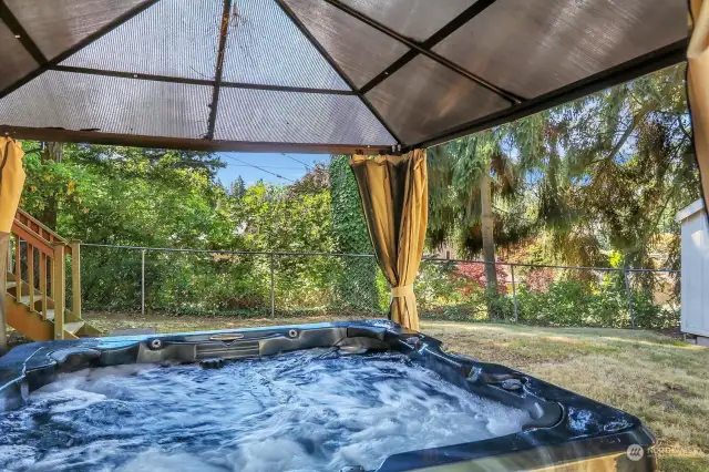 Hot tub and gazebo stay and certainly have all the privacy you want.