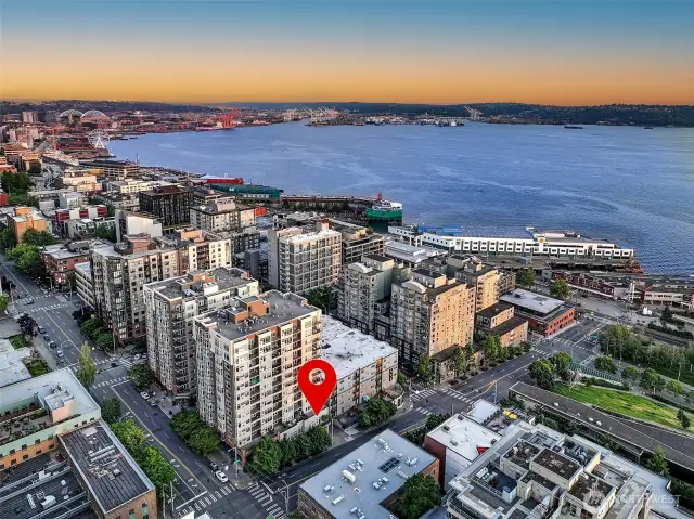 near met market, ez stroll along water front to cruise ship terminal- pier 66 and Pike Place market