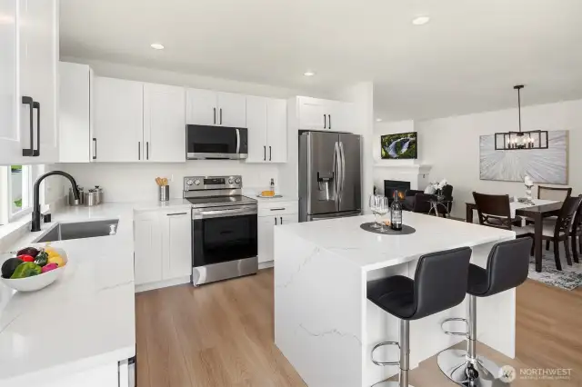 Kitchen, Dining & Living Room