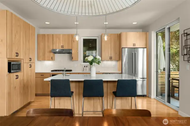Kitchen recently remodeled adding a large island space & high end cabinetry