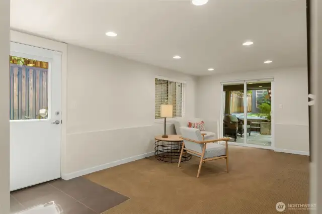 Great recreational space on the lower level, high ceilings & access to outside