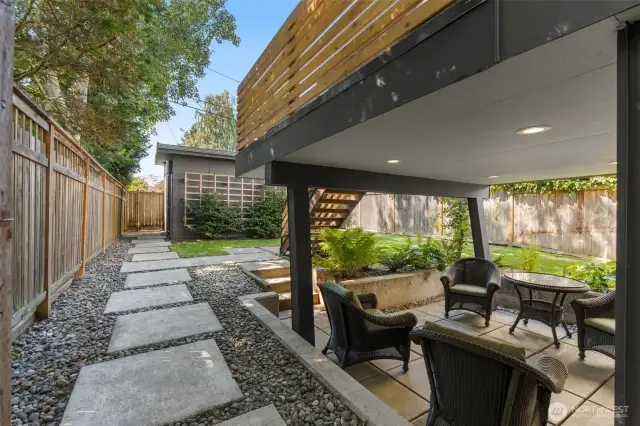 Pavers lead you to the garage!