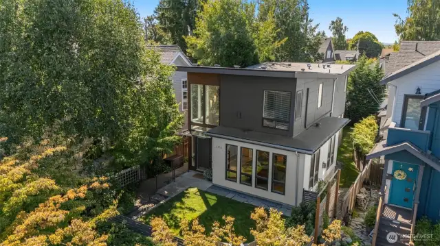 Home is positioned far back from the street