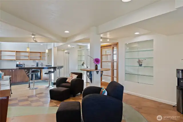 Common area and coffee bar.
