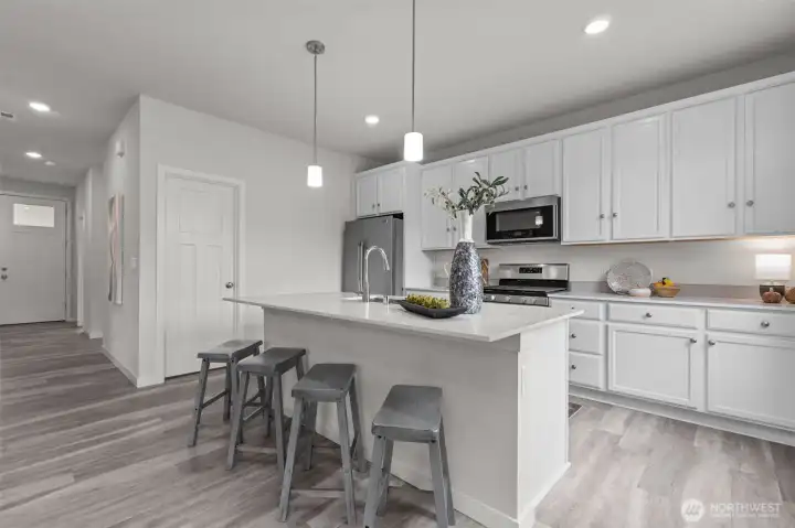 Walk in pantry with storage shelves already in place!