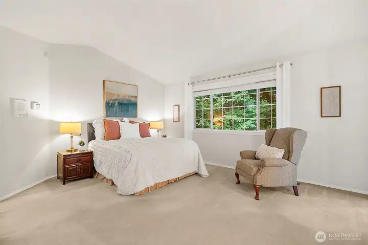 Large Primary with 5 piece bathroom and large walk in closet
