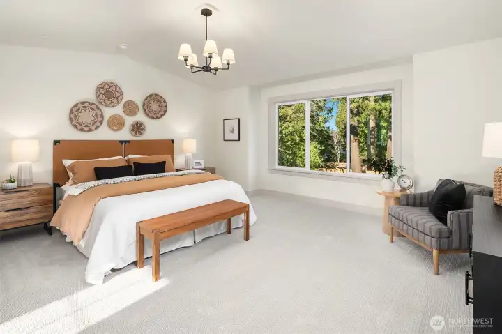 Large Primary Bedroom with Vaulted Ceilings