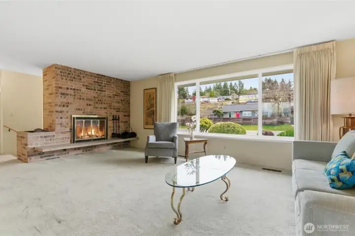 The cozy fireplace adding warmth and ambiance