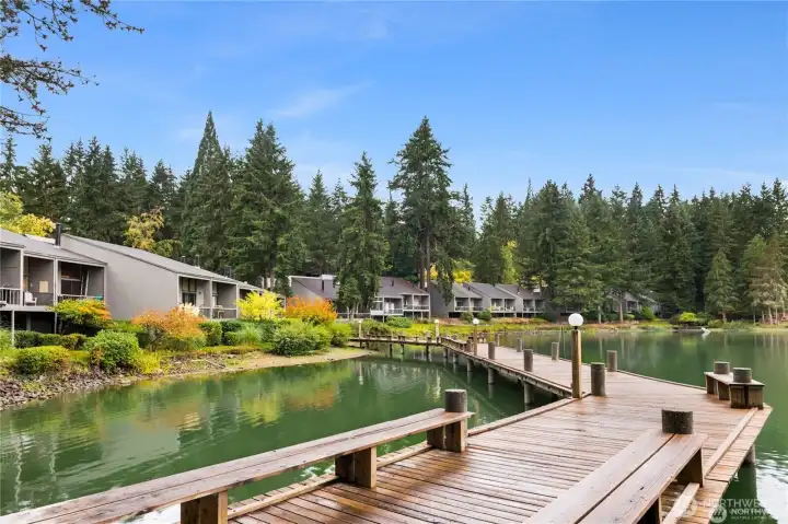 Walk along the docks and trails around the lake