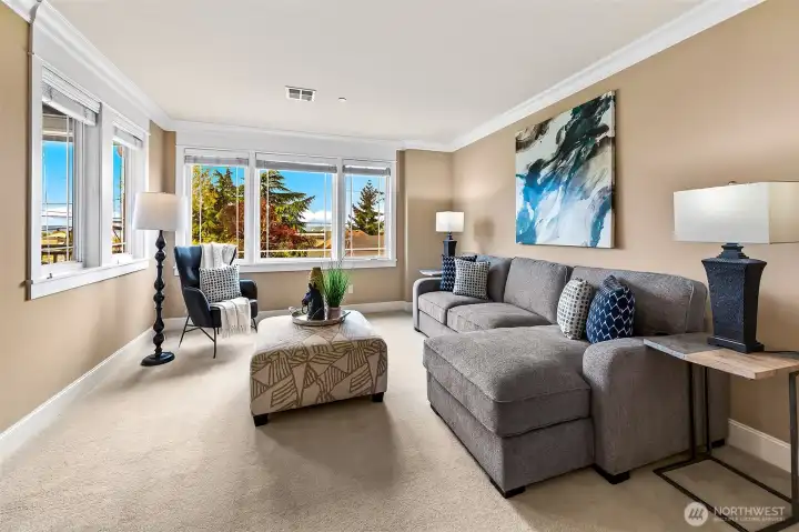 Spacious light filled living room.