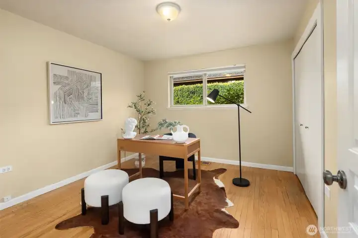 2nd bedroom staged here as an office
