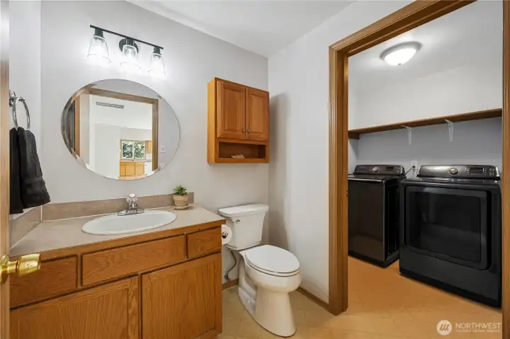Convenient main-floor powder room for guests.