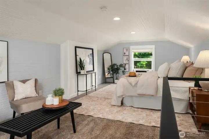 Upstairs bonus room can be great for a bedroom