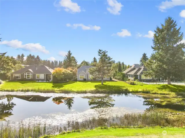 HOUSE IN THE MIDDLE - In back of the pond.