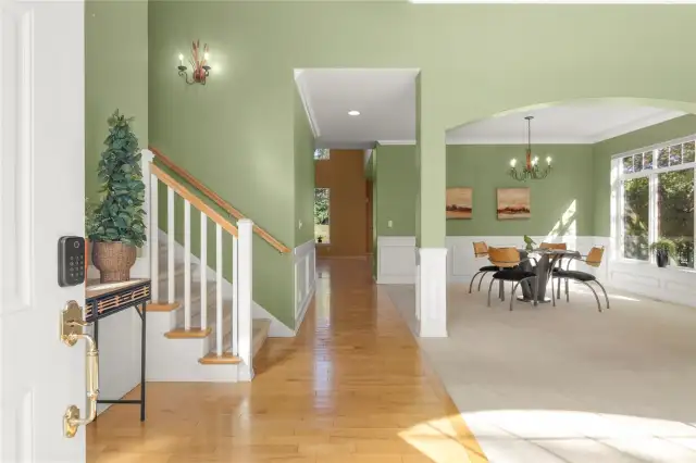 Looking from the Entry with Dining Area and Kitchen beyond....