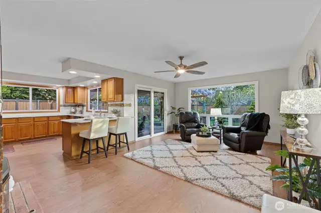 Family Room With Sliding Doors Out To Covered Patio