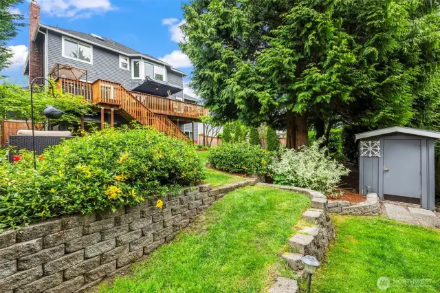 The mature landscaping is low maintenance and there is a 7 foot blueberry bush that produces blueberries late summer. Buy now and you are in for a bumper crop.