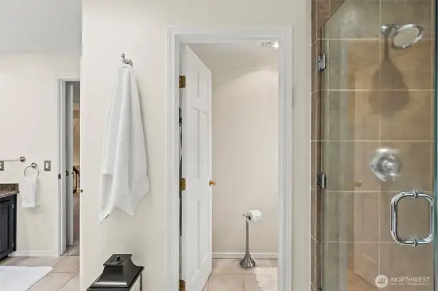 Personal toilet room boast tones of light.