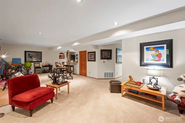 The lower level daylight basement is a multi purpose sanctuary. At 1300 square feet it could be used as MIL quarters.