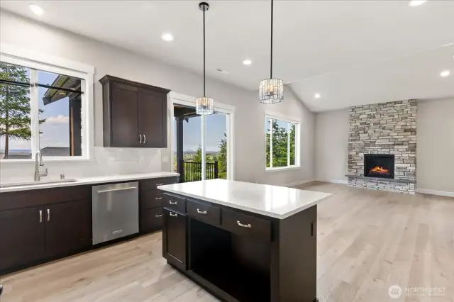 Stunning views from the kitchen and living area.  (Please note...the island doors have been temporarily    removed and can be replaced.)