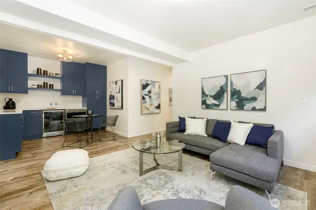 Lower Level Family Room and Kitchenette
